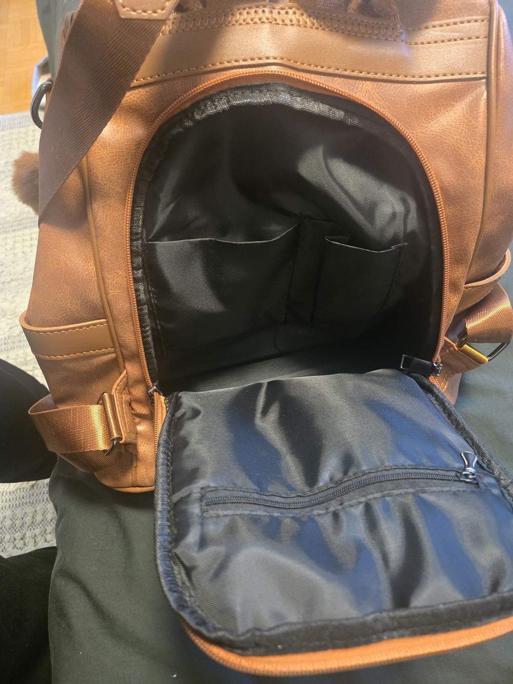 Tan Leather-Look Backpack - Picture 3 of 3